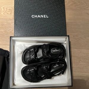 Authentic Chanel Dad Sandals - Black leather - size 36